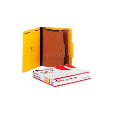Universal Pressboard Classification Folders, Letter, Six-Section, Yellow, 10/Box 10304